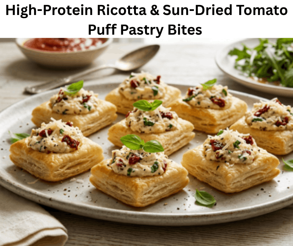 High-Protein Ricotta & Sun-Dried Tomato Puff Pastry Bites